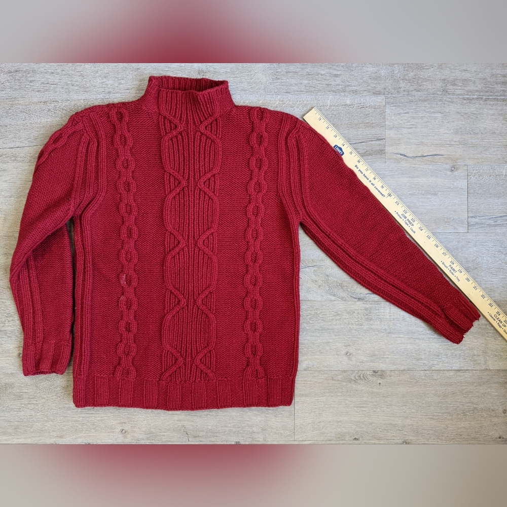 Red 100% Thick Wool Handknitted Nautica Sweater